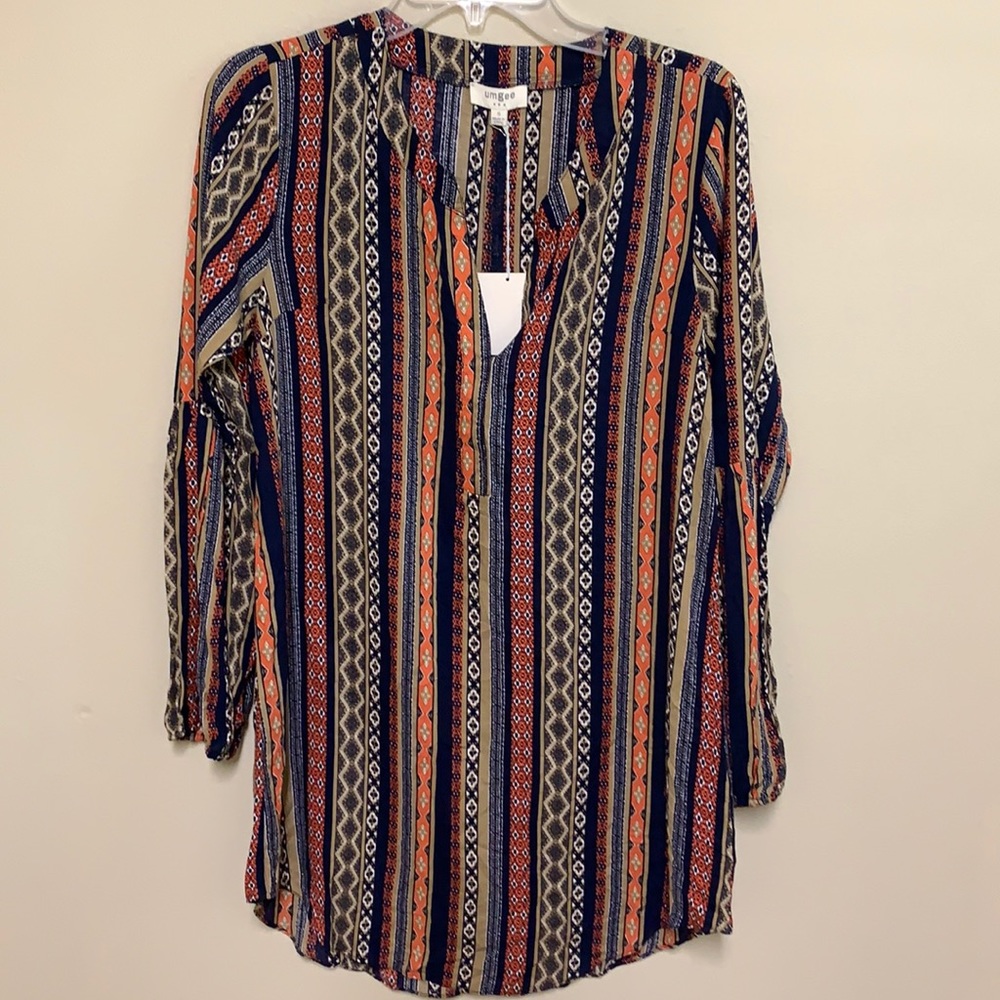 NWT! Umgee Striped V-Neck Pullover Shirt